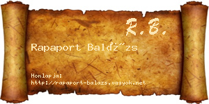 Rapaport Balázs névjegykártya